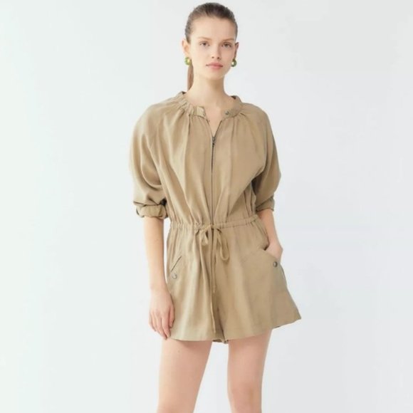 Urban Outfitters UO Dylan Safari Zip Front Romper Tan XS - Picture 2 of 9